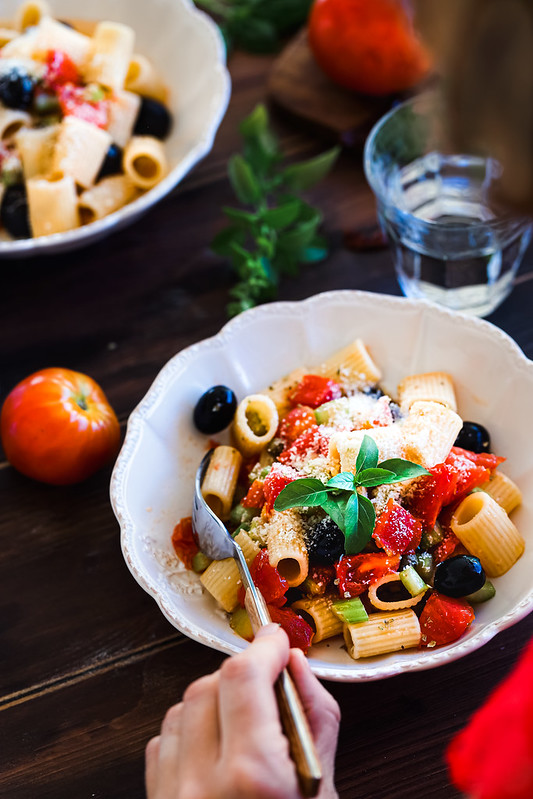 pates tomates crues olives pasta zingara recette