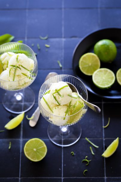 Glace au citron vert sans sorbetière et sans oeufs
