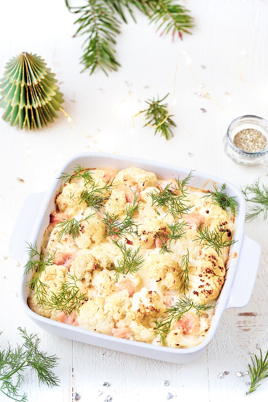 gratin chou fleur coco saumon fume