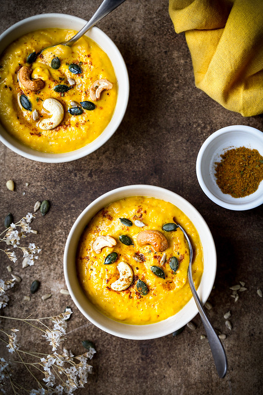 veloute courge carotte coco curry recette vegan