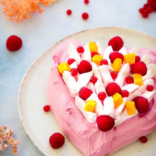 pavlova framboise forme coeur recette