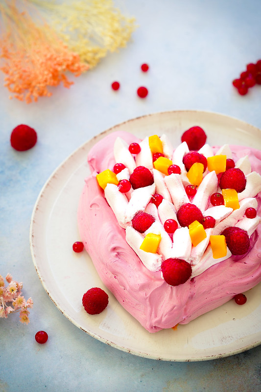 pavlova framboise forme coeur recette