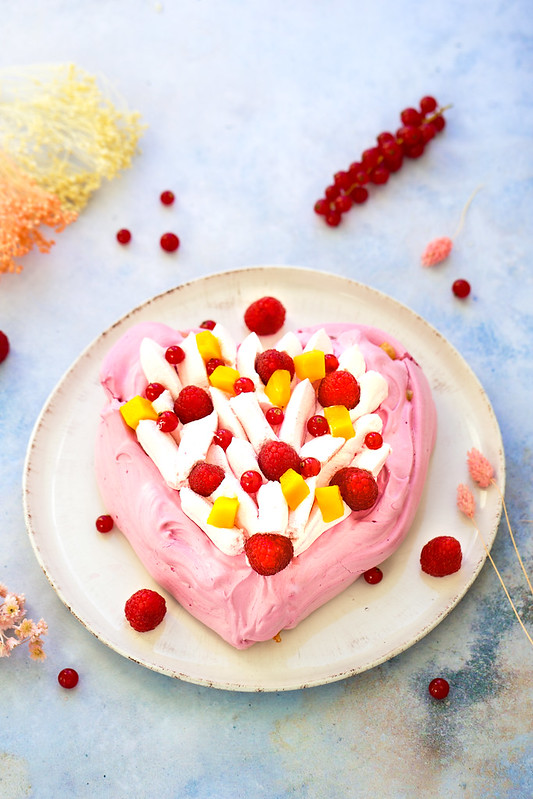 pavlova coeur rose framboise recette