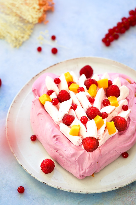 pavlova rose forme coeur framboise mascarpone