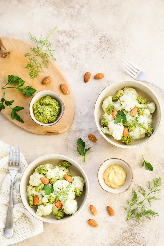 salade chou fleur yaourt pesto olives recette