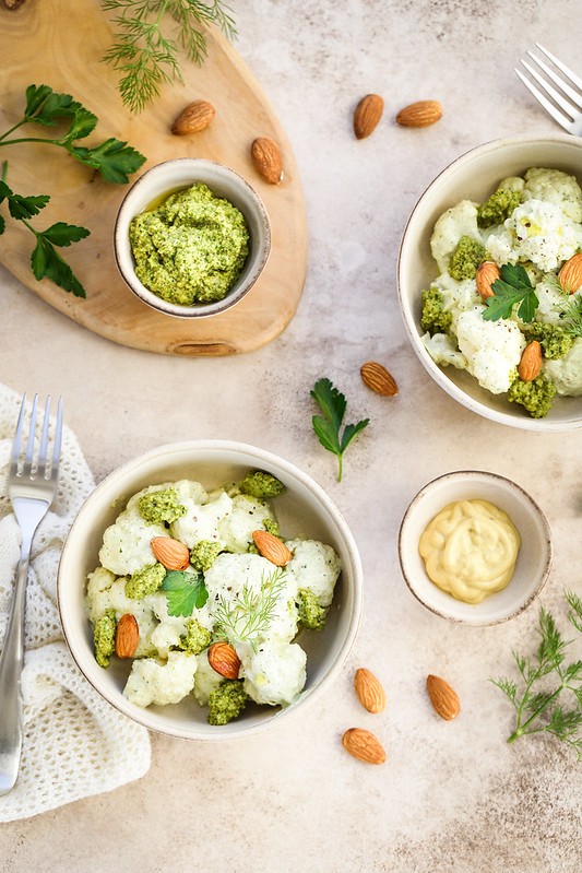 salade chou fleur moutarde tapenade yaourt legre