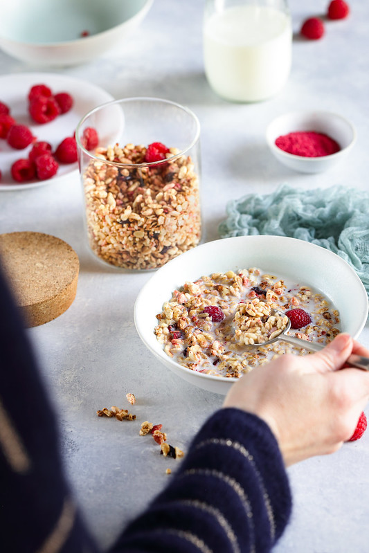 granola avoien quinoa riz souffle canneberges framboises