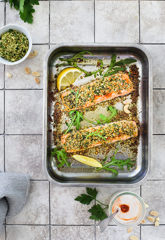 saumon roti croute herbes recette facile