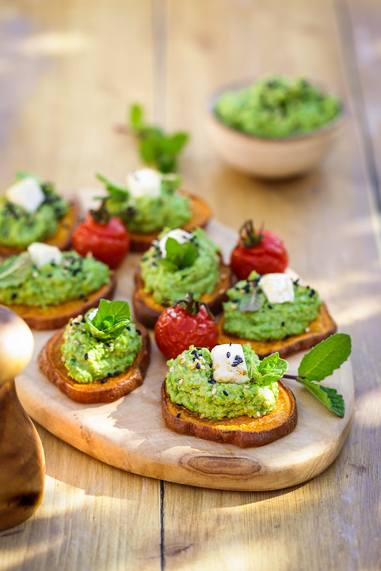 tartine patate douce sans gluten houmous petits pois