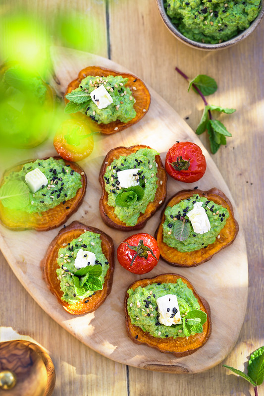 tartine patate douce petits pois chevre facile sans gluten