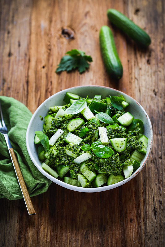salade concombre celeri persil vegan
