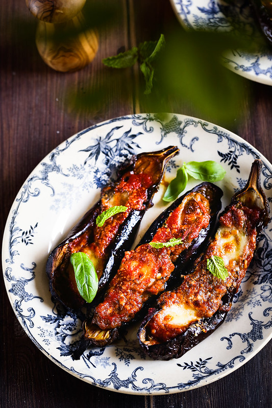 aubergines farcies tomate mozzarella recette italienne