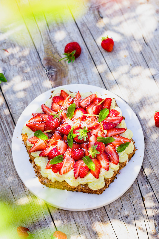 entremets coco citron vert fraise vegan facile