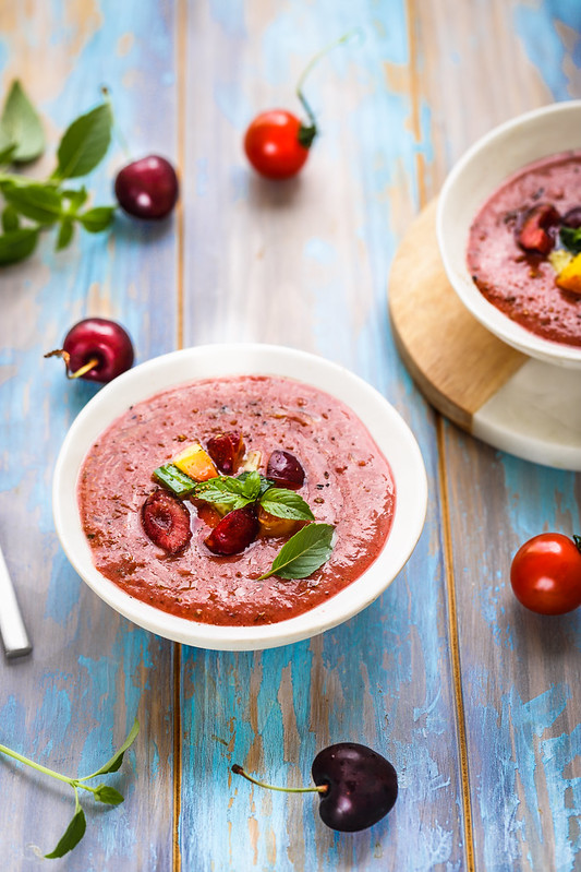 gaspacho cerises tomates peches recette sans cuisson