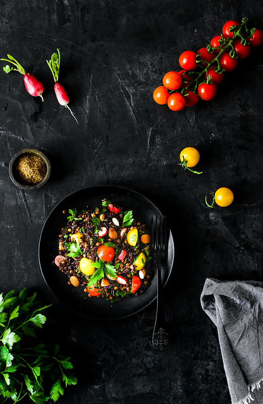 salade riz noir lentilles tomates recette legere