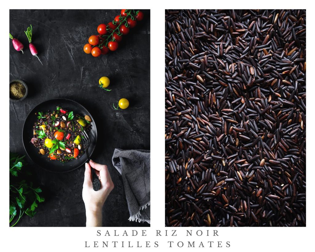 salade riz noir lentilles tomates