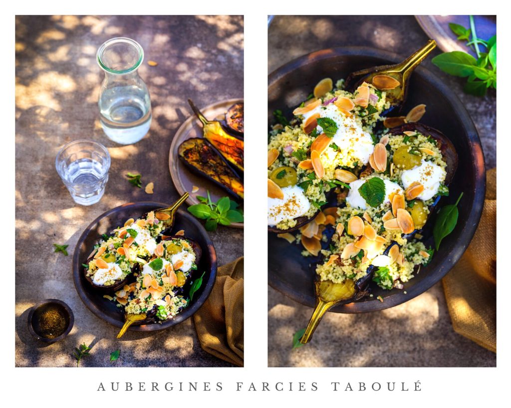 aubergines farcies harissa taboule recette