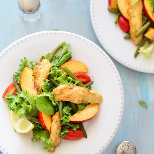 salade frisee poulet haricots verts nectarines recette