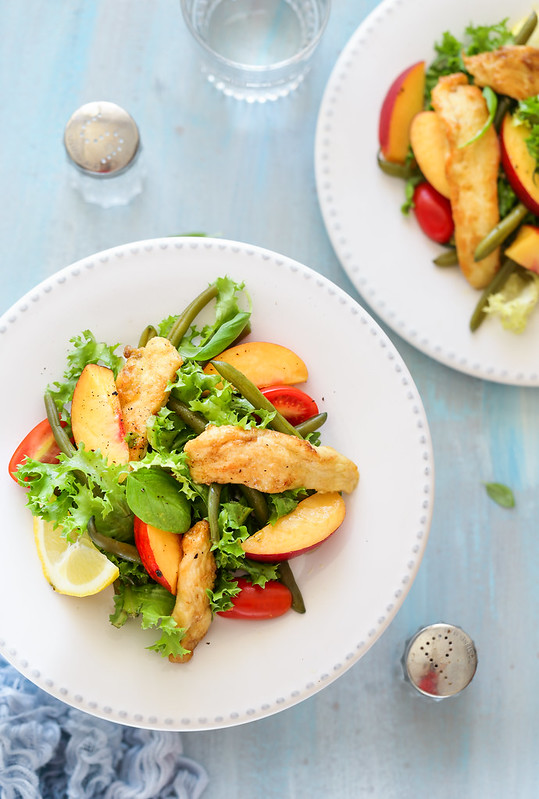 salade frisee poulet haricots verts nectarines recette