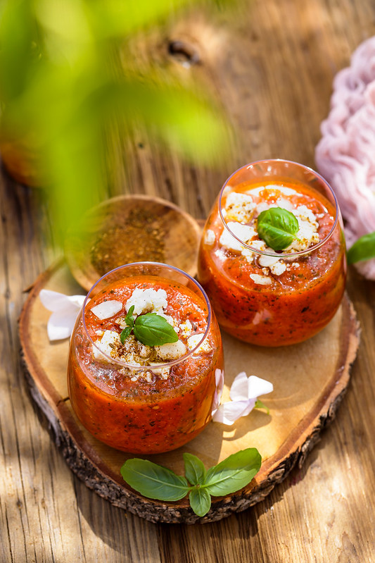 soupe froide tomates poivrons feta recette