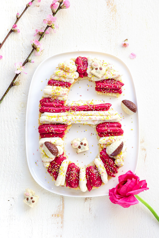 gateau chiffre facile creme vanille framboise