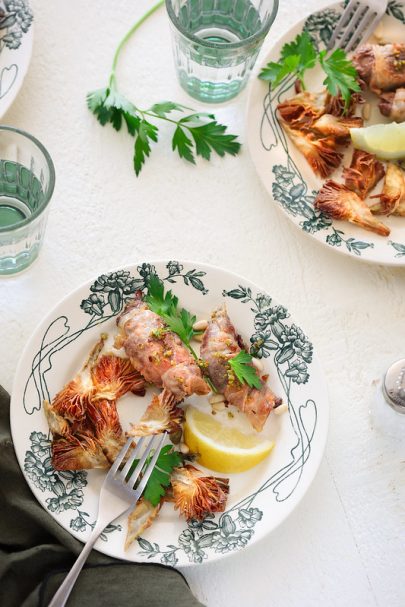 Roulés de viande à l’italienne et artichauts frits