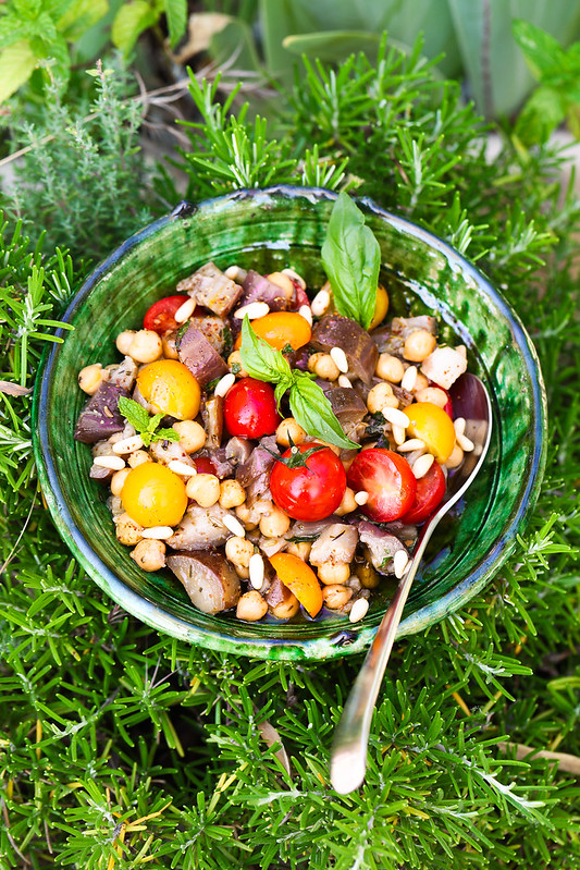 salade aubergines pois chiches recette legre