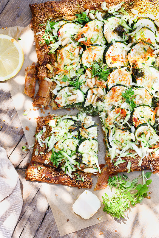 tarte courgette chevre pignons