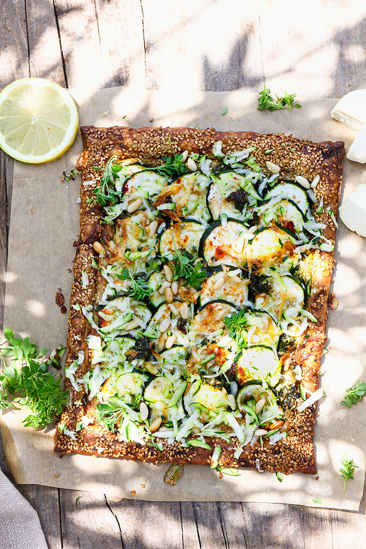 tarte fine courgette chevre basilic recette
