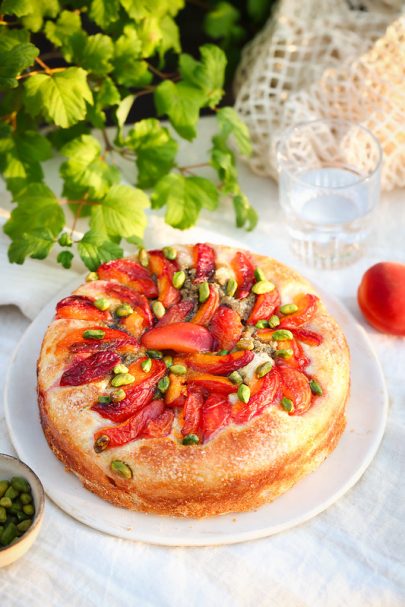 Focaccia sucrée aux abricots et aux pistaches