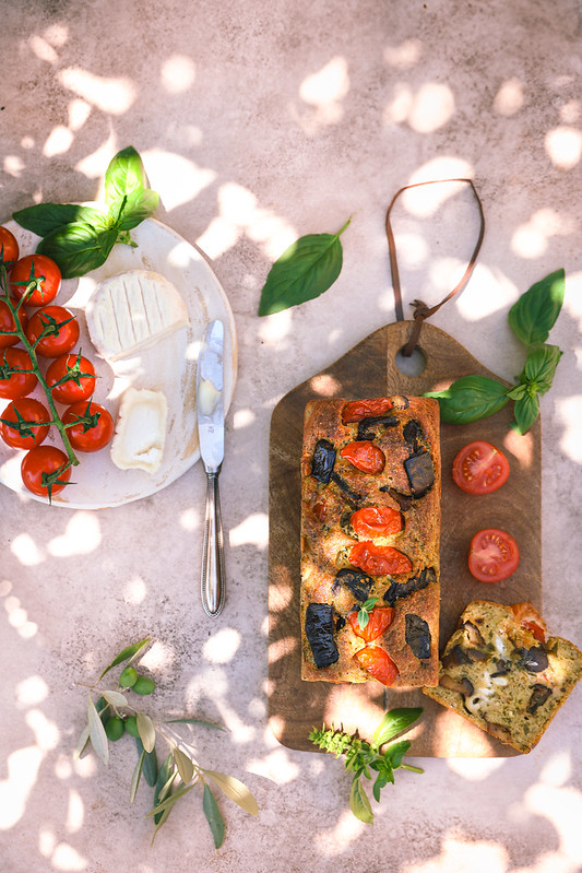 cake sale aubergines chevre pesto