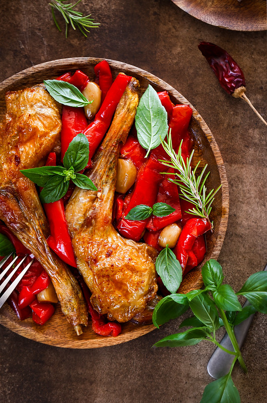 Poulet rôti aux poivrons confits