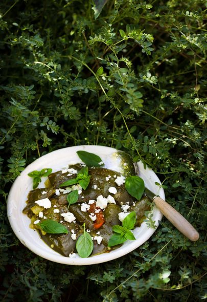 Poivrons verts confits et feta