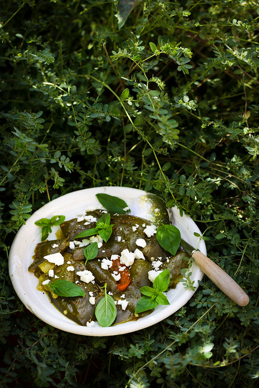 Poivrons verts confits et feta