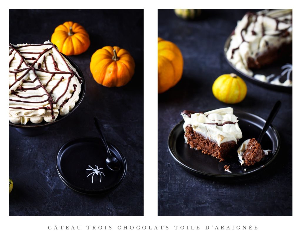 gateau trois chocolats toile araignee