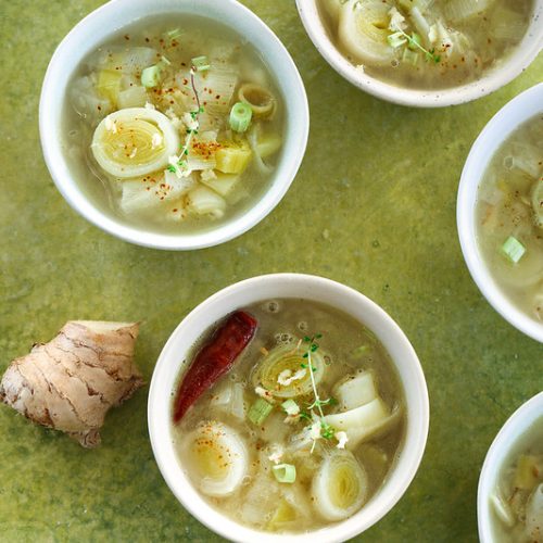 Soupe poireaux gingembre