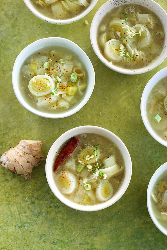 Soupe poireaux gingembre