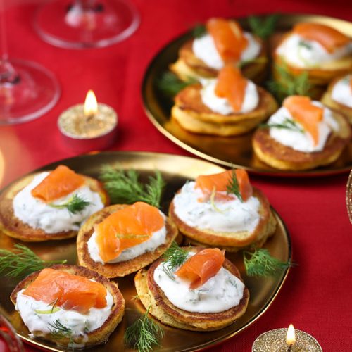blinis courge truite fumee