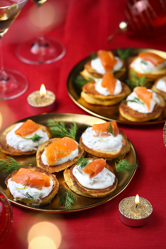 blinis courge truite fumee