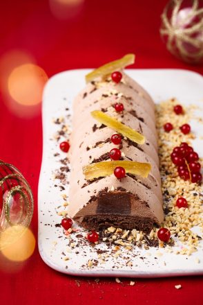 Bûche chocolat noisettes