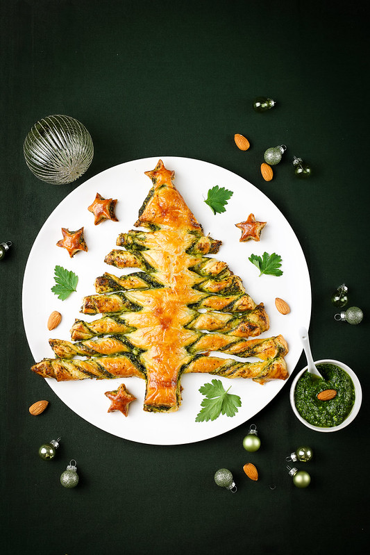 sapin feuillete pesto persil epinards