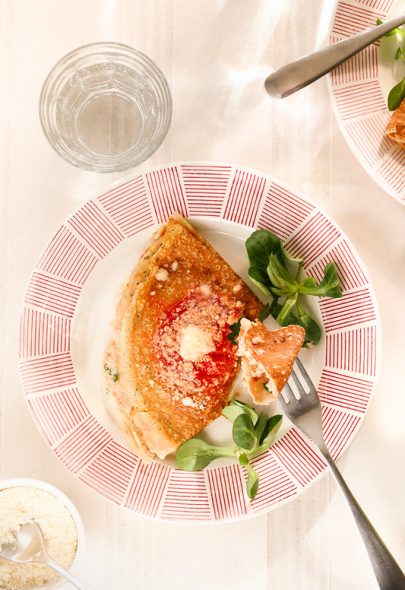 Crêpes ricotta, tomate et mozzarella comme à Naples