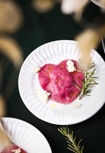 Raviolis à la betterave et au chèvre