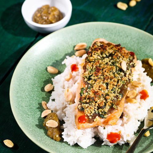 saumon gratin curry vert riz coco rapide