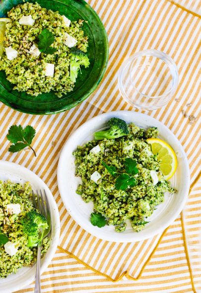 Boulgour vert aux légumes, aux herbes et à la feta