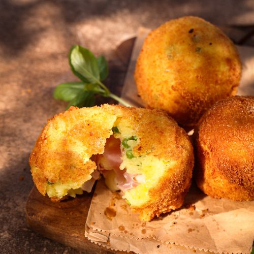 arancini jambon mozzarella petits pois sicile