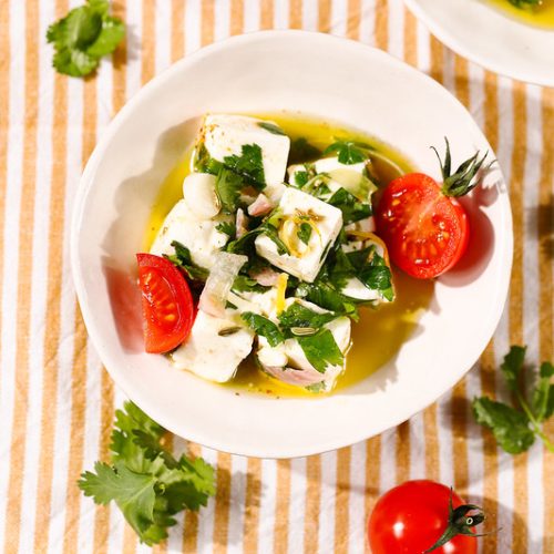 feta marinee huile coriandre recette