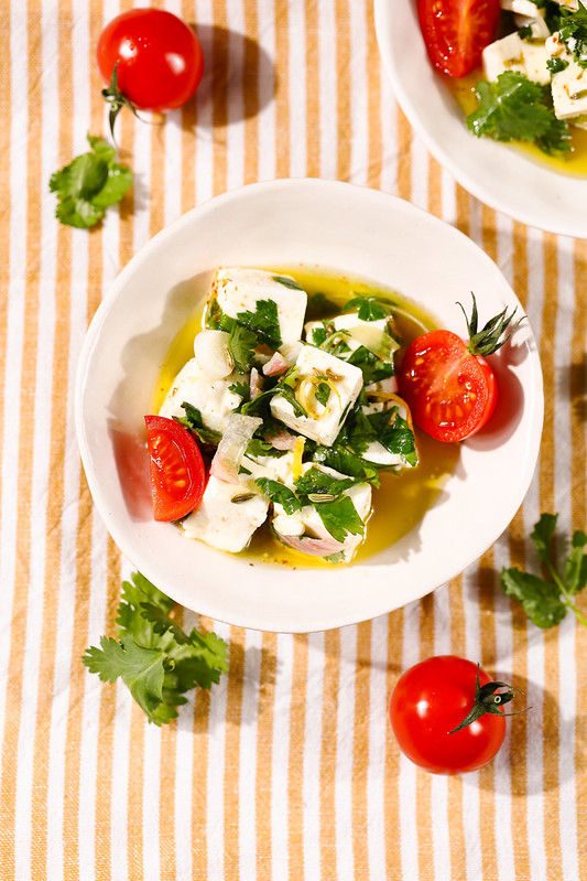feta marinee huile coriandre recette