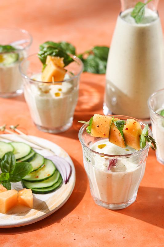 gaspacho concombre yaourt brochettes melon