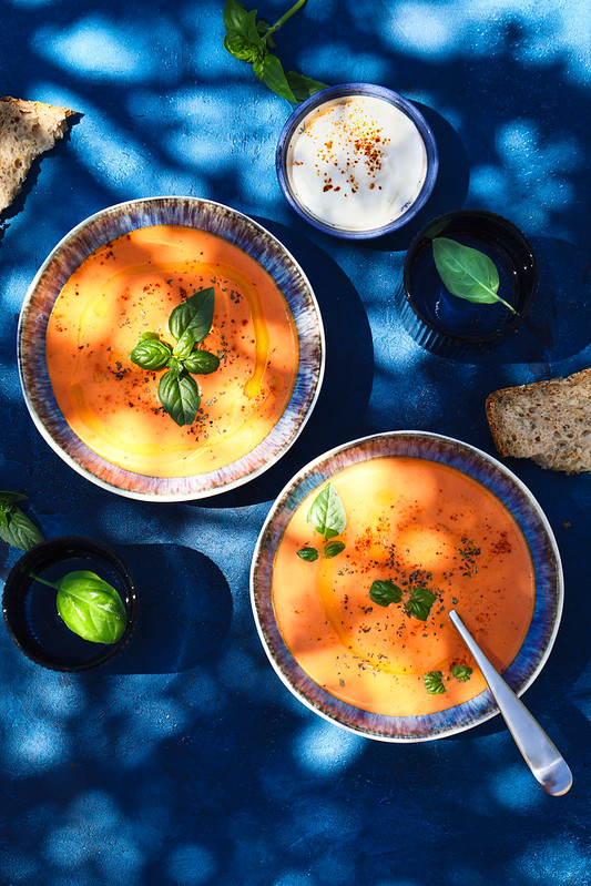 soupe froide poivrons pois chiches yaourt